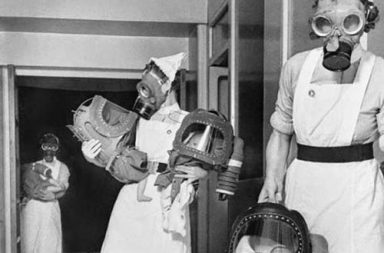 Gas masks for babies tested at an English hospital, 1940