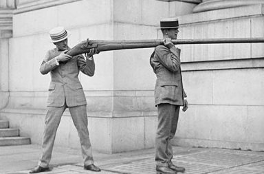 A Punt Gun, used for duck hunting but were banned because they depleted stocks of wild fowl, 1910-1920