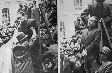 Hungarian Prime Minister Ferenc Szalasi is given the last rites before being hanged as a collaborator in Budapest, 1946