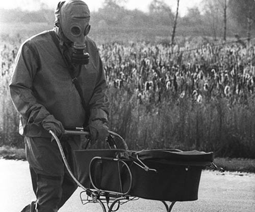 A Chernobyl Liquidator Pushes A Baby In A Carriage Who Was Found During The Cleanup Of The Chernobyl Nuclear Accident 1986 Rare Historical Photos