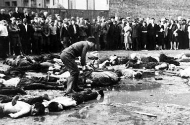 The Kovno Garage Massacre - Lithuanian nationalists clubbing Jewish Lithuanians to death, 1941