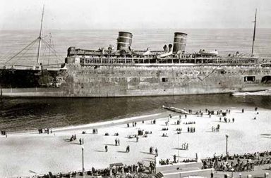 SS Morro Castle burnt and shipwrecked off of New Jersey, 1934