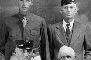 Veterans of four different wars from the same town of Geary, Oklahoma, 1940s