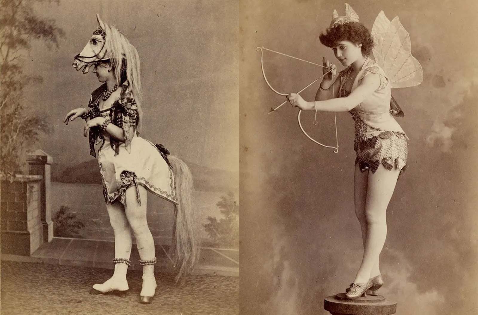 Vintage photos of Victorian burlesque dancers and their elaborate costumes, 1890