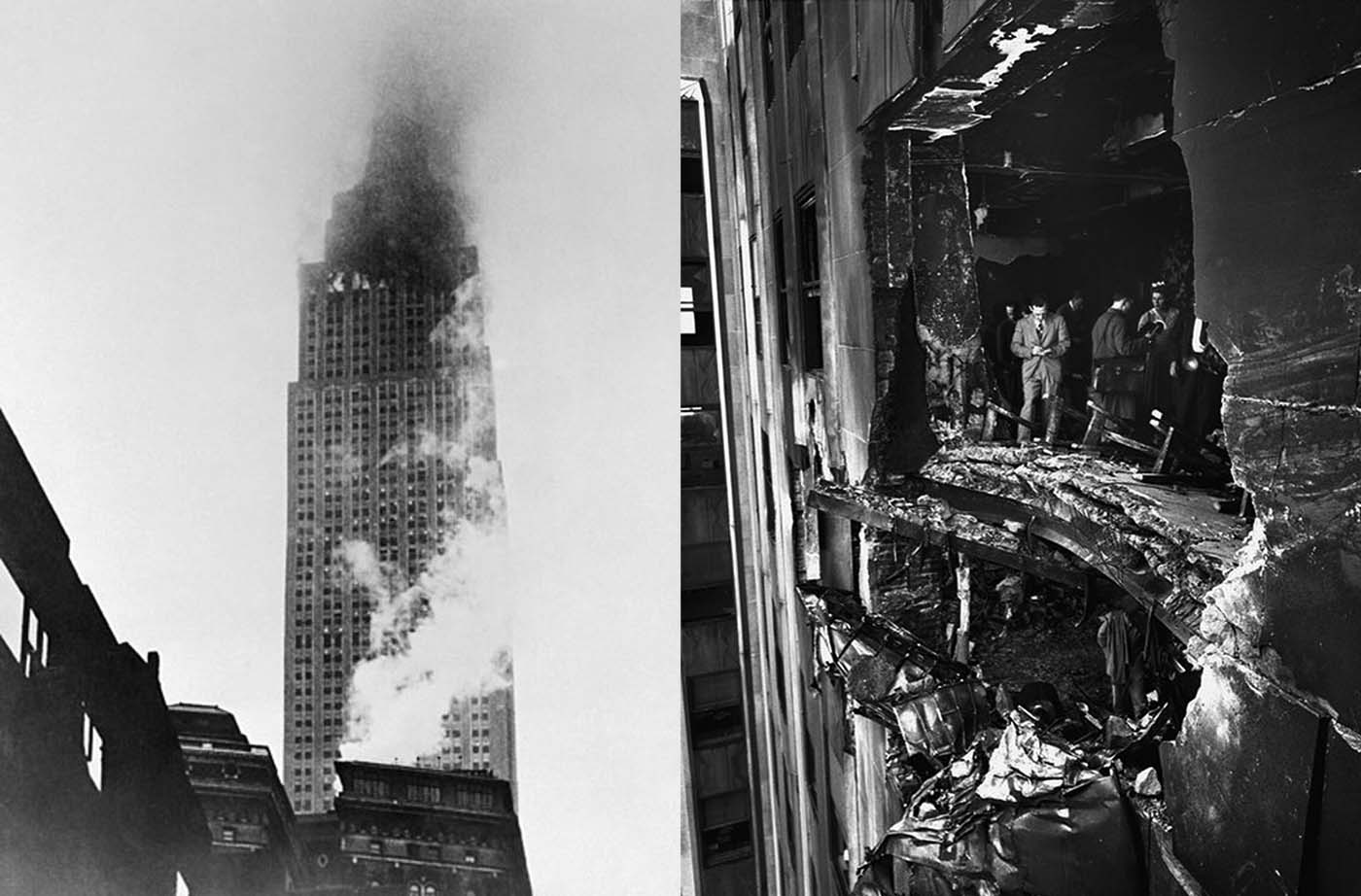 The day when a B-25 Mitchell bomber crashed into the Empire State Building in New York City, 1945