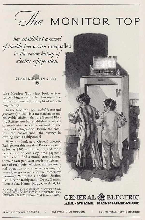 vintage photos of refrigerators and old advertisements