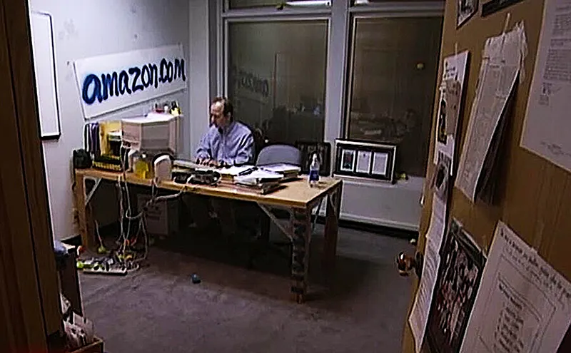 Amazon’s Bezos in his office, 1995.