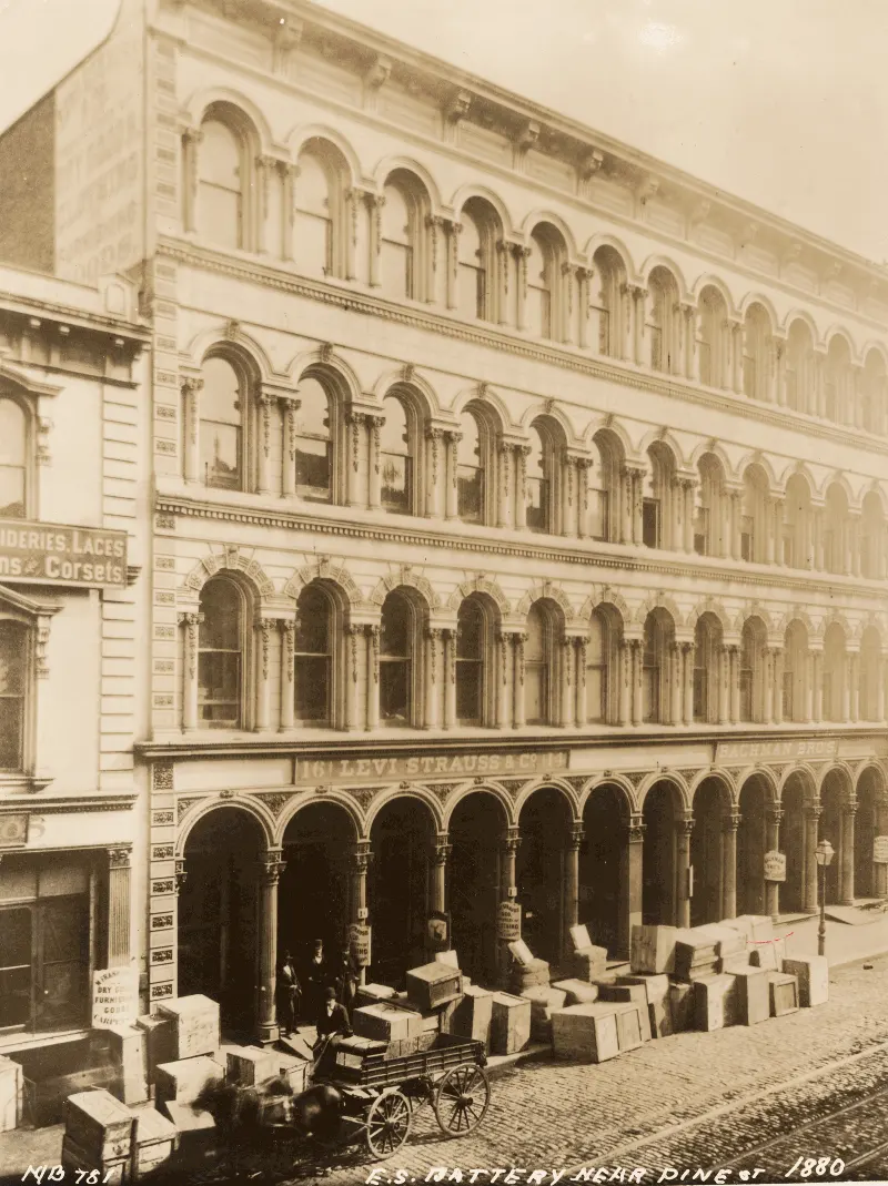 Levi Strauss & Co headquarters on Battery Street, San Francisco, 1873.