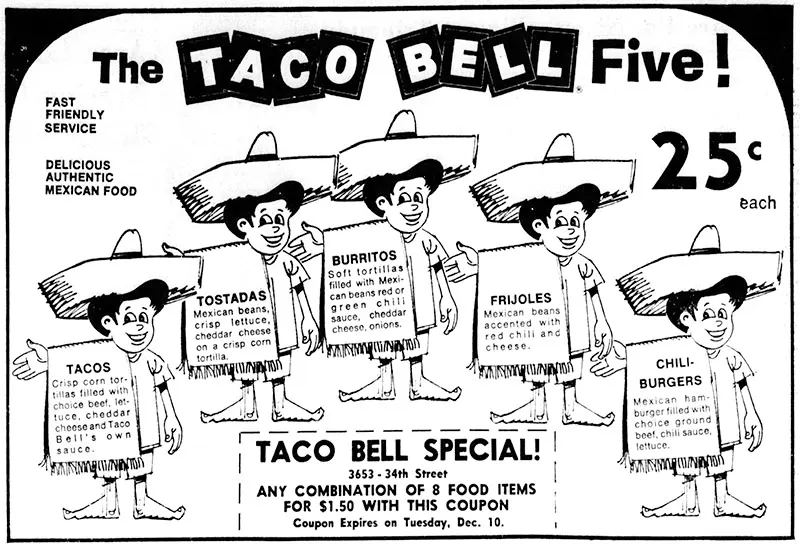 Taco Bell Vintage Menu and Ads Photos
