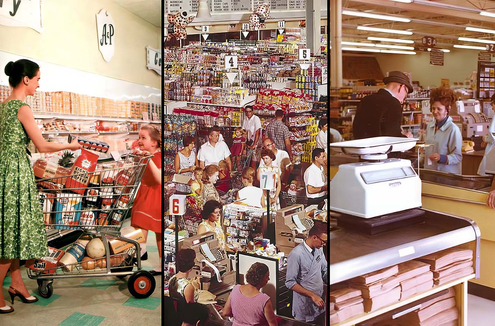 Vintage Supermarket Snapshots: Capturing Supermarket Evolution from the 1950s to the 1980s