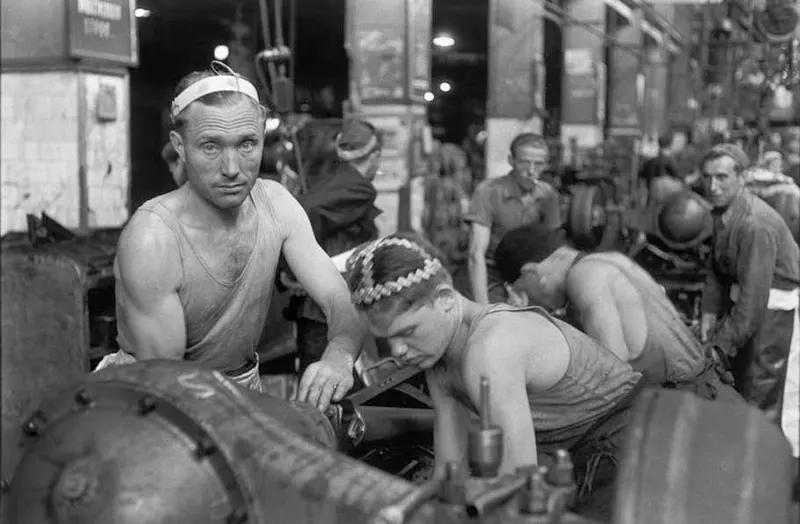 Workers in Soviet Car Factory
