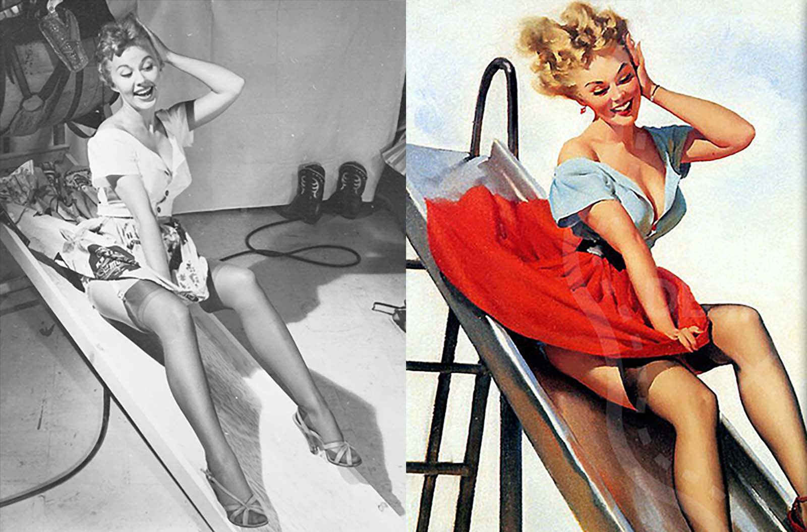 Pin-Up Girls Before and After the Brush: The Real Women Behind Gil Elvgren’s Famous Pin-Up Art
